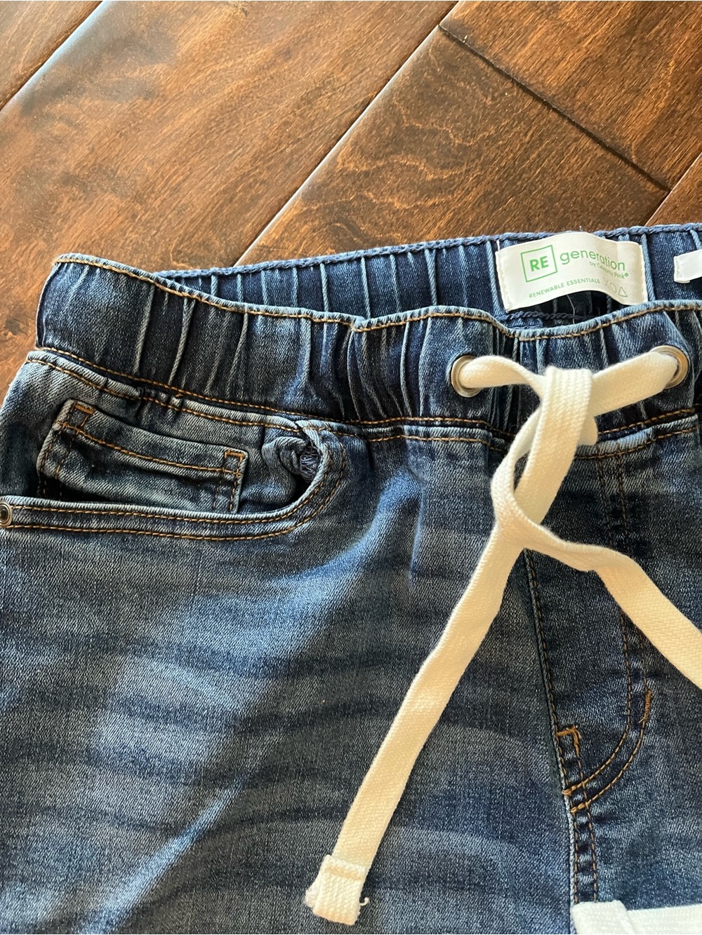New Distressed Boyfriend Jogger Jeans with Drawstring Large - Picture 4 of 8